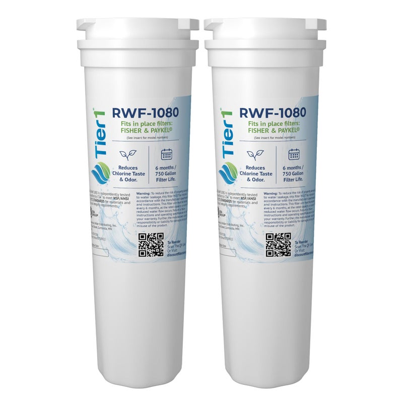Tier1 RWF1080 836848 Refrigerator Filter | Replacement for Fisher Paykel 836860, WF296, EFF-6017A | Fridge Filter - Up to 12 months Supply | Easy Install | Odor Control | Great Tasting Water (2-pk) - Image 1